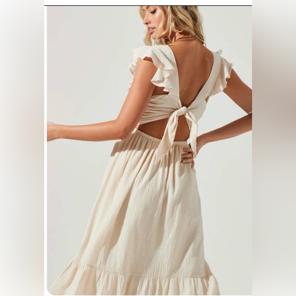 Revolve ASTR Montreal Ruffle Cutout Midi Dress Size Small Boho Cottagecore - Picture 3 of 10